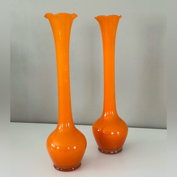 Other - Pair of vintage orange cased vases